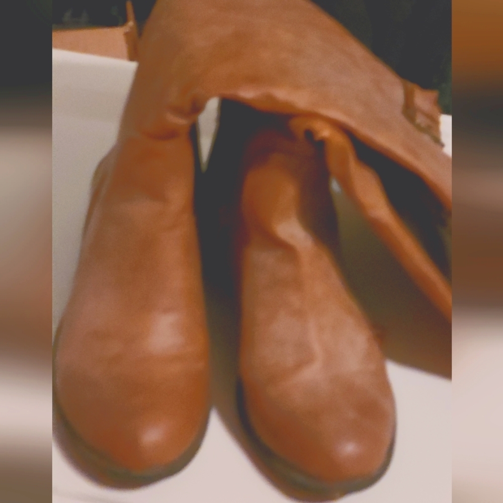 Brown leather boots